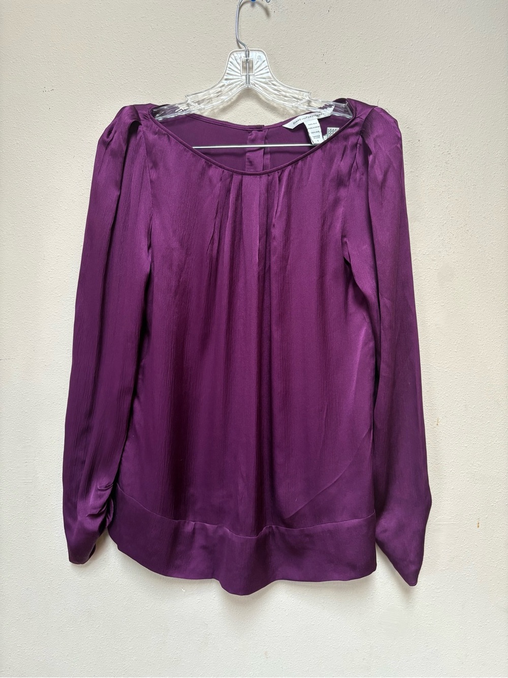 DVF Silk Blouse Size 6 Plum Quiet Luxury Puff Shoulder Romantic Minimalist - Picture 6 of 7